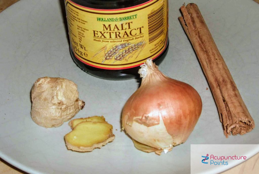 Cinnamon Malt Onion Ginger: excellent for Stomach Cold and deficient