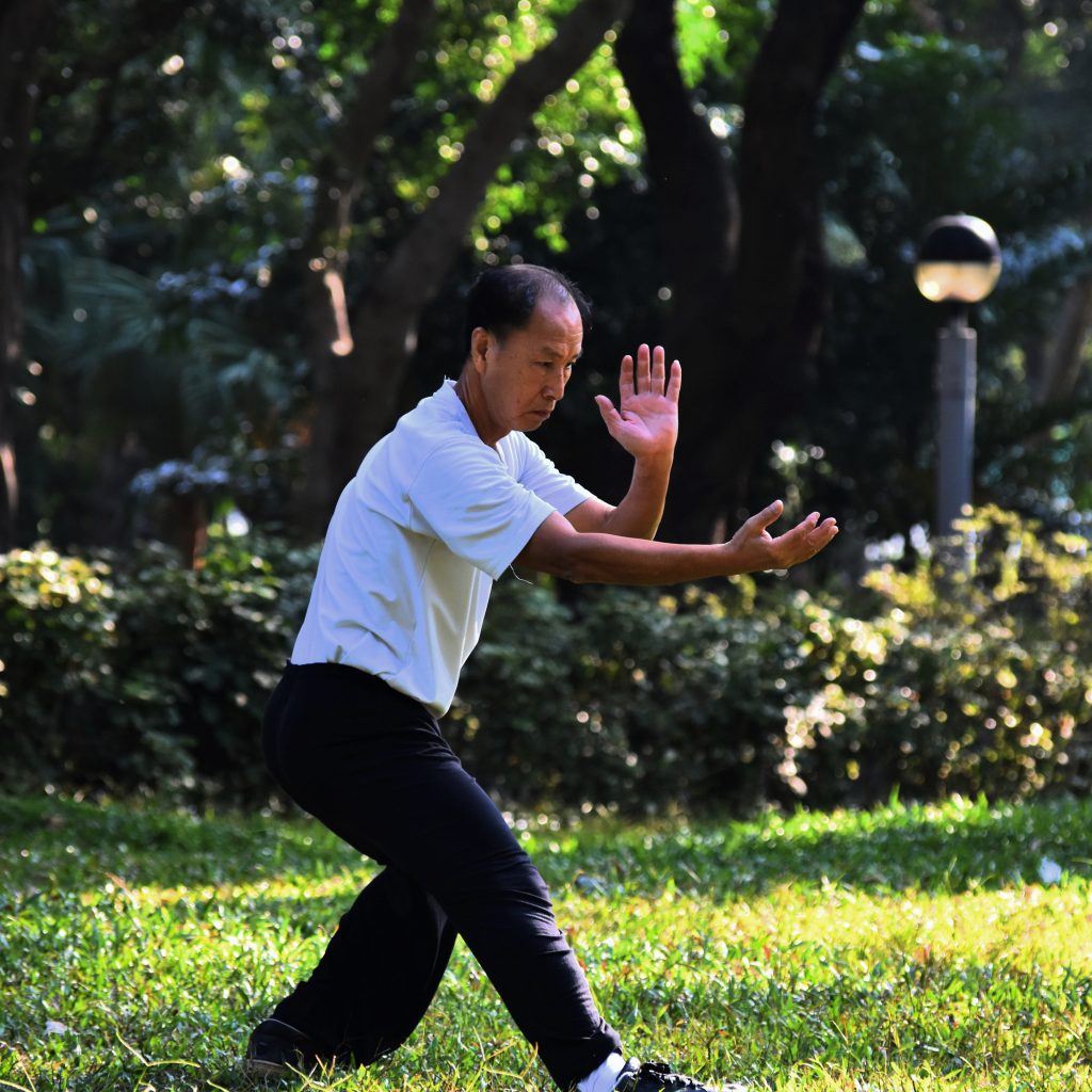 Tai Qi - Man doing Tai Chi, a great way to regulate Heart and Spleen Blood deficiency.nd Spleen